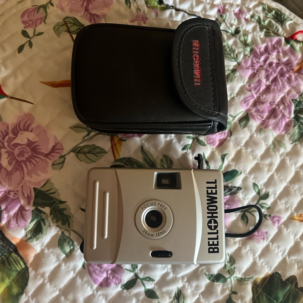 Silver Camera with Case